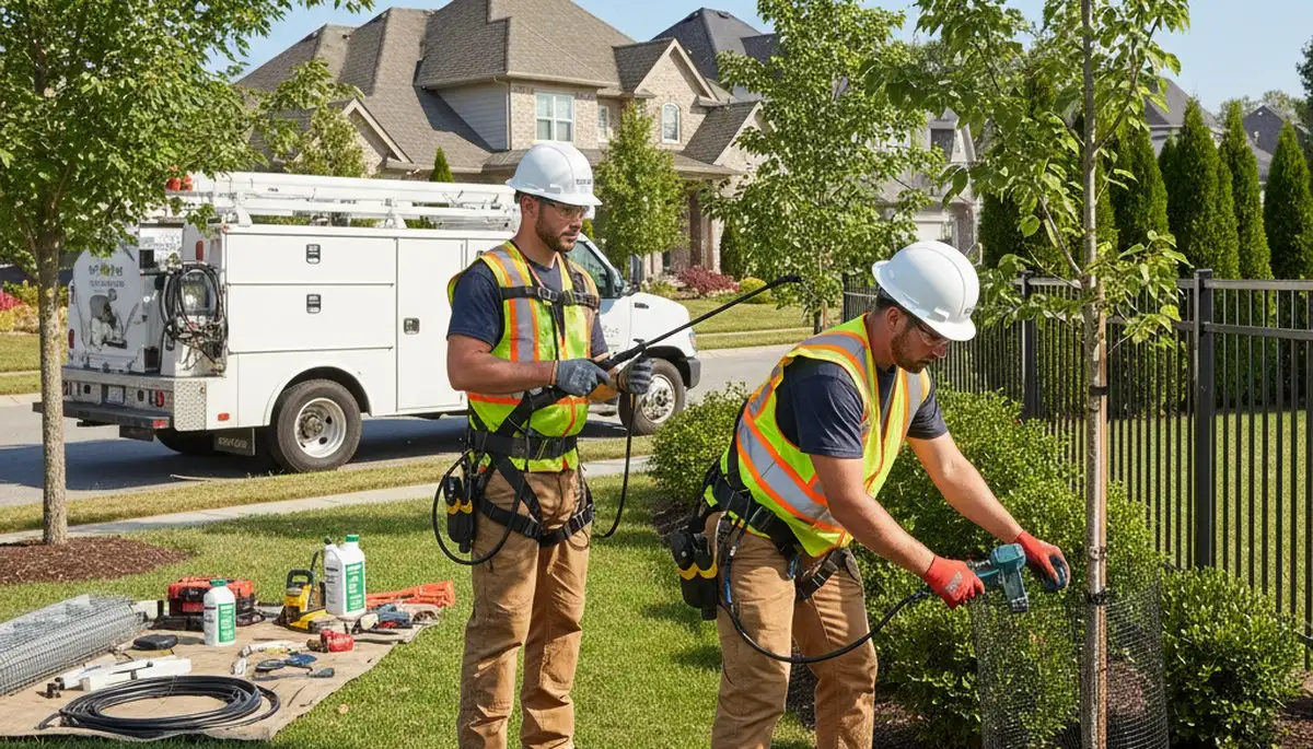Deer deterrent protecting trees and shrubs in Bellevue, NE for landscape browse damage prevention