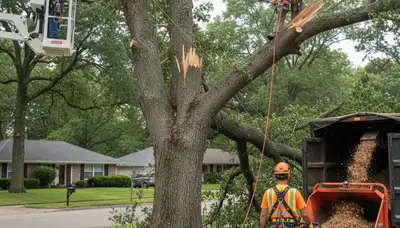Emergency tree removal crew in Bellevue, NE responding to storm damage and fallen trees