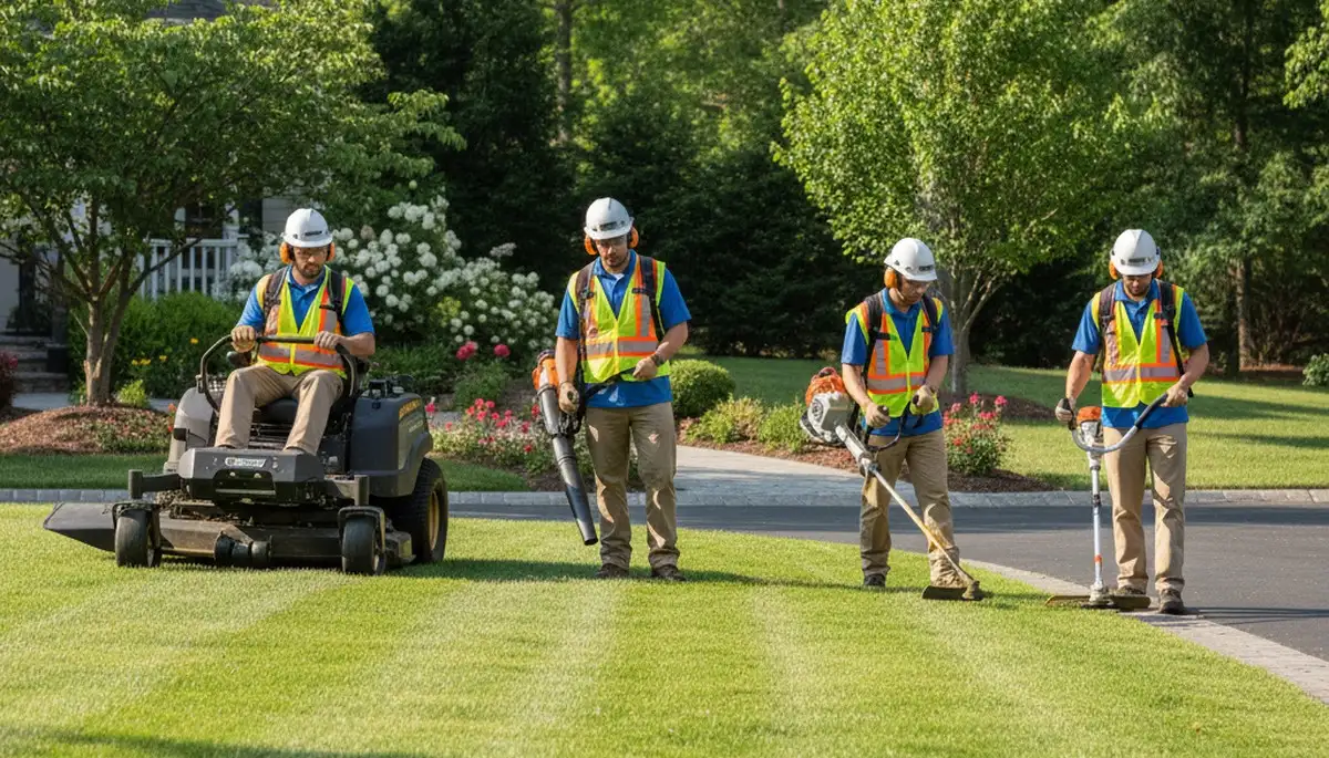 Bellevue, NE tree service crew trimming trees for safe, professional property care