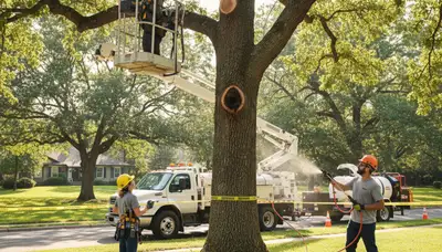 Bellevue, NE arborist inspecting tree disease symptoms for expert treatment