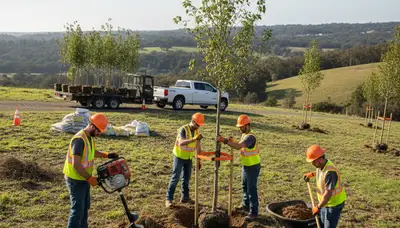 Bellevue, NE tree planting experts selecting and installing healthy young trees for local properties