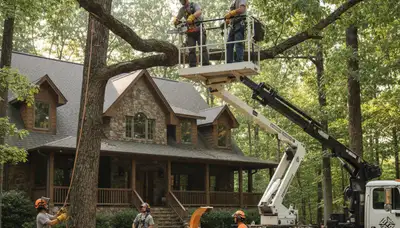 Bellevue, NE tree service crew trimming and removing trees for safe, professional property care