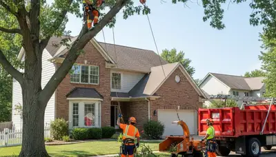 Tree service crew in Bellevue, NE providing professional tree removal and trimming to protect property
