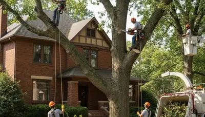 Tree service crew in Bellevue, NE providing professional tree care and removal for local properties