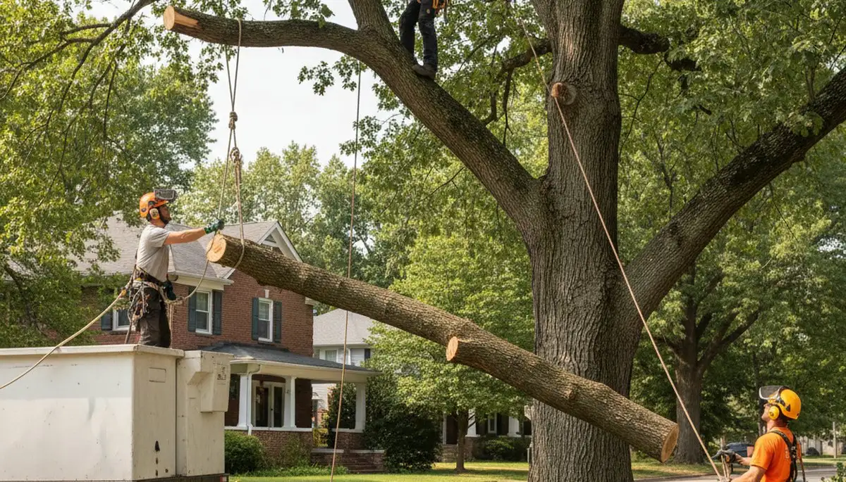 Tree service crew in Bellevue, NE providing professional tree care and removal for local properties