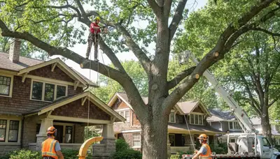 Tree service crew in Bellevue, NE providing professional tree care and removal for local properties