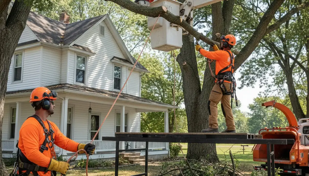 Tree service crew in Bellevue, NE providing professional tree care for local properties