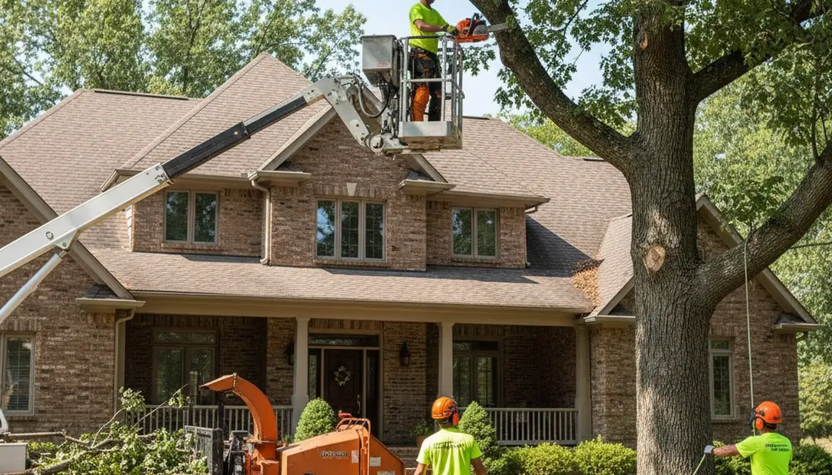 Tree service crew in Bellevue, NE providing professional tree care and removal for local properties