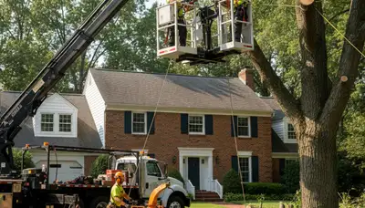 Tree service crew in Bellevue, NE providing professional tree care and removal for local properties