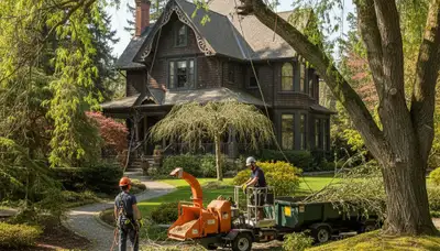 Tree service crew working in Bellevue, NE for professional tree trimming and removal
