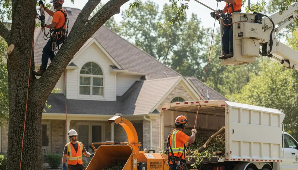 Bellevue, NE tree trimming service crew caring for healthy, well-shaped trees